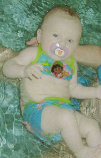 Jocelyns first time in a pool
