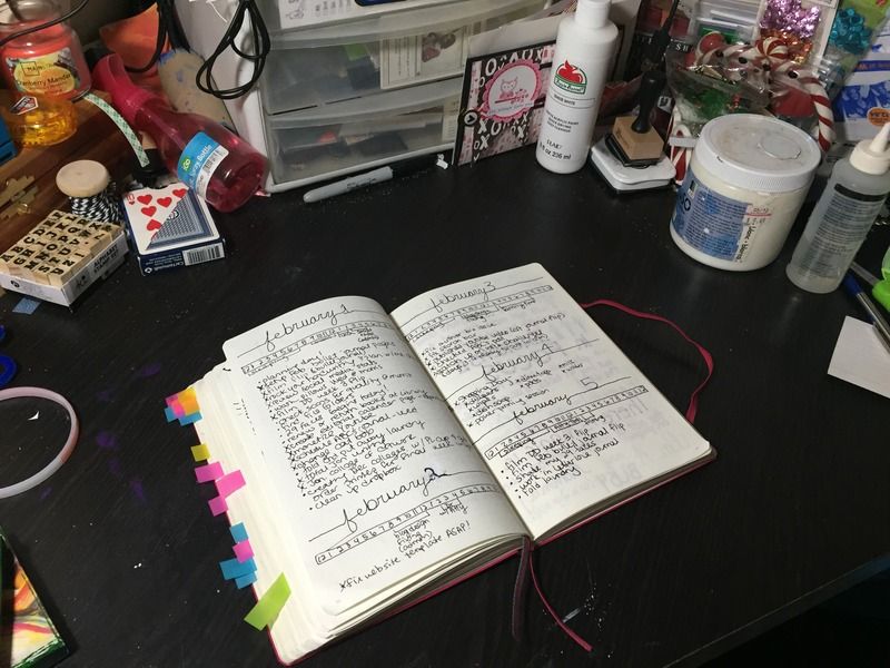 Bullet Journal 2016 desk shot from The Hippie Art Studio