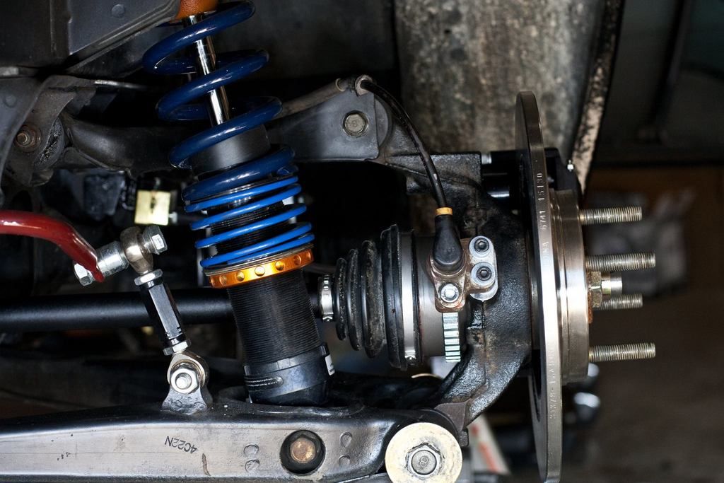 Wheel speed sensor and tone ring.