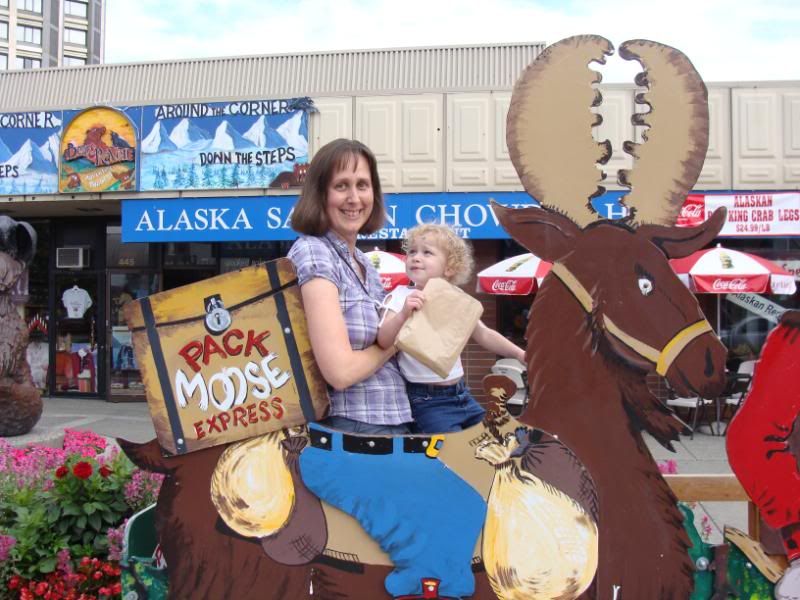 Cherish and Autumn riding the moose