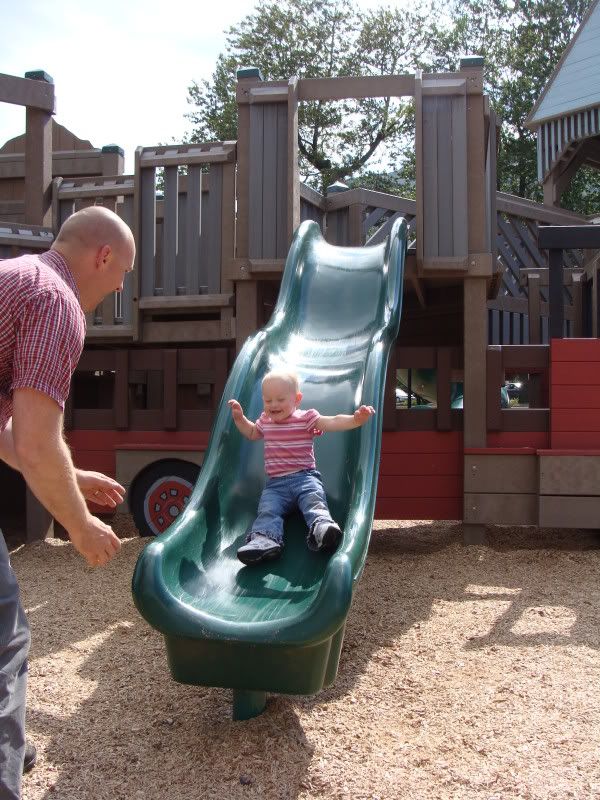 Having fun on the slide