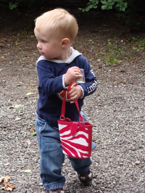 Dylan with Autumn's Purse
