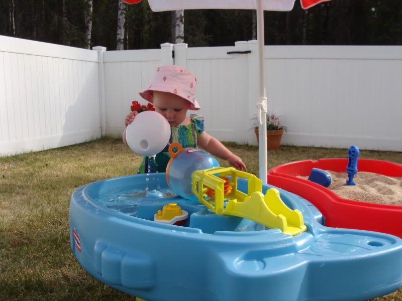 Dumping out the water.