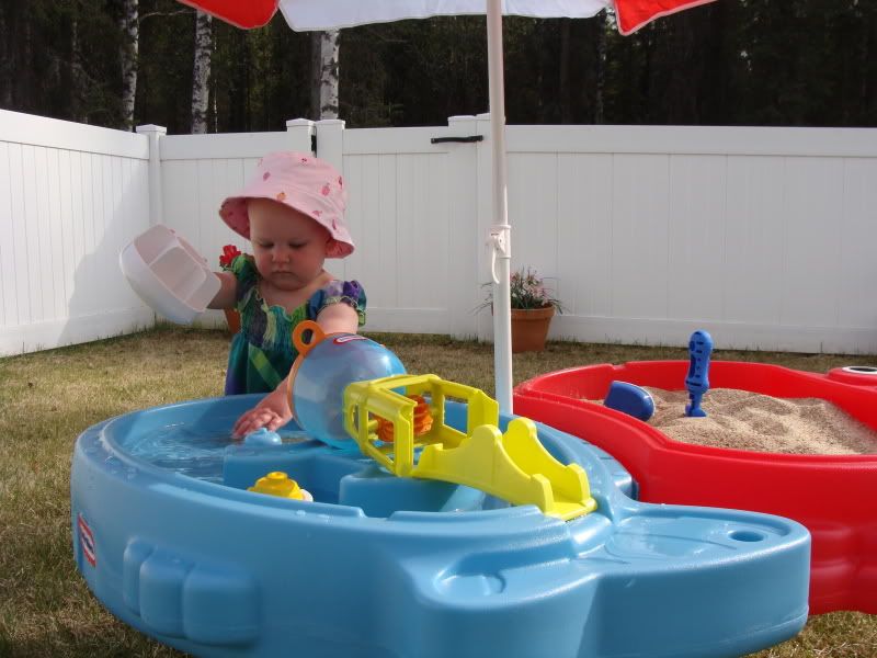Autumn playing in the water.