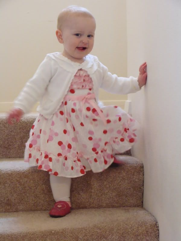 Walking down the stairs.