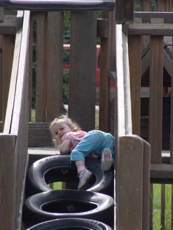 Izzy going up the tires