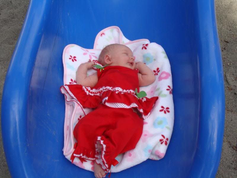 Enjoying her slide ride
