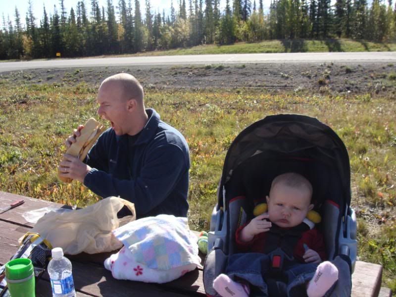 Sean eating Our lunch
