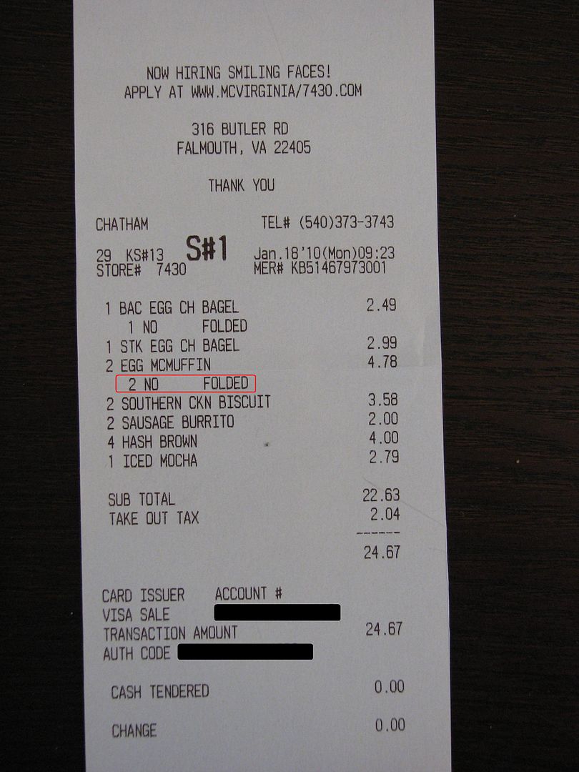 McDonald's Receipt