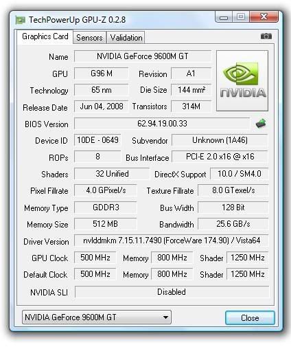 Nvidia Geforce 9600m GT Driver