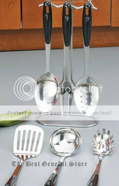 This nice stainless steel kitchen utensil set compliments any kitchen 