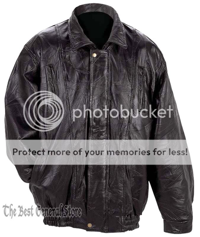 Mens Black Lambskin Leather Bomber Style Jacket Lined Coat Zipper Front Basic