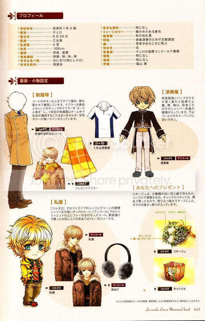 金色琴弦2完全设定资料集的几张人物介绍扫图