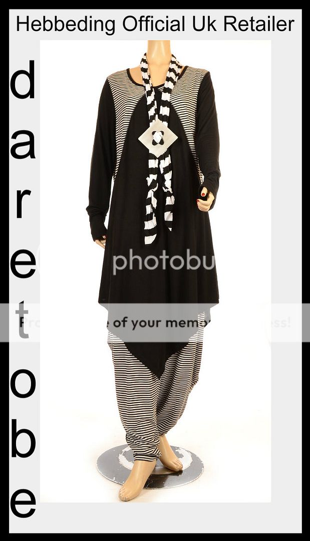 HEBBEDING SUMMER 2012 BLACK & STRIPE LONG SLEEVE ACACIA JERSEY TUNIC 